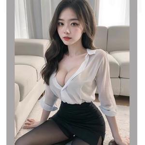 Uniforme de secretaria Sexy solitaria Perspectiva de respiración libre Profesora enseñada Falda de cadera Día de San Valentín Pasión Tentación de talla grande - Product Image 2