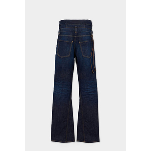 Jeans de mujer de pierna ancha con cintura plegable estilo vaquero Y2K, lavado oscuro, para uso diario y estilo urbano - Product Image 2