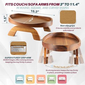 Plateau pliable personnalisé en bois avec accoudoirs, en noyer noir, à un seul niveau, pour la cuisine, le rangement alimentaire et l'utilisation sur table - Product Image 4
