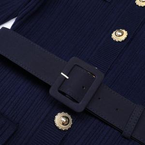 2025 di alta qualità nuova manica lunga girocollo cintura blu <span class=keywords><strong>abito</strong></span> lungo <span class=keywords><strong>in</strong></span> <span class=keywords><strong>maglia</strong></span> sottile elegante - Product Image 3