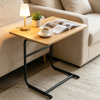 Table d'appoint en forme de C de style nordique, 40x60 cm, grande table basse en métal et bois pour chambre à coucher, chevet et côté canapé