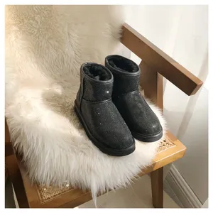 Wholesale cheap price comfortable TPR sole warm fur black winter snow boots