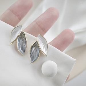 النحاس سبيكة ليف فرع يترك القرط المرأة أقراط طقم مجوهرات - Product Image 2