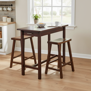 Sally 3-<b>Pc</b> Breakfast Table <b>Set</b> with 2 Saddle Seat Stools for Dining Room - Product Image 3