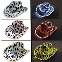 Cappello LED Luminoso Stile Western Cowboy/Cowgirl, Cappello con Luci EL per Feste Danzanti, Accessorio per Giochi di Ruolo