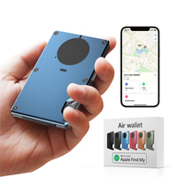 Porte-cartes intelligent en alliage d'aluminium bleu localisable avec blocage RFID, porte-cartes Afi