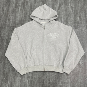 Sweat à capuche zippé en coton surdimensionné de haute qualité Sweat à capuche personnalisé lourd à double fermeture éclair Streetwear Broderie Sweat à capuche zippé - Product Image 1