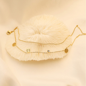 Double Layer <b>Anklet</b> For Women <b>Gold</b> Geometric Design Rhinestone Foot Jewelry Everyday Wear - Product Image 1