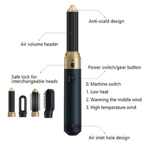 Peigne sèche-cheveux professionnel 21,5 cm, outil double usage pour boucler et lisser, avec têtes interchangeables pour usage en salon - Product Image 5