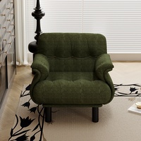 Fauteuil décontracté vintage de style français, couleur crème, pour une personne, petit appartement, tissu amovible et lavable, pieds hauts, rembourrage en latex