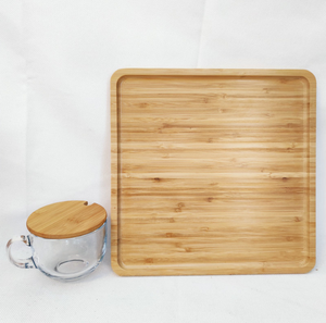 Plato de fruta de cena de bambú ecológico/bandeja de postre diseño grabado de diferentes tamaños y formas para acampar MOQ 10 piezas - Product Image 1