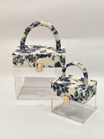 Sac cadeau artisanal en acrylique transparent avec poignée en daim pour parfum, crème pour les yeux et crème pour le visage, emballage en vinyle
