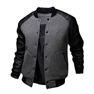<b>Men's</b> Gray Baseball Jacket Hooded Raglan Sleeve Pullover Casual Autumn <b>Wear</b> Regular Fit Solid Design Breathable Comfortable - Product Image 1