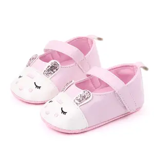 热卖可爱卡通兔子 3D 耳朵女孩 prewalker 新生婴儿鞋