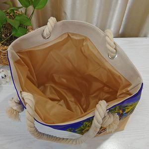 Bolso de Playa de Lona con Asa de Cuerda, Estampado Tropical, para Viajes de Verano, Compras y Vacaciones, Venta al Por Mayor - Product Image 3