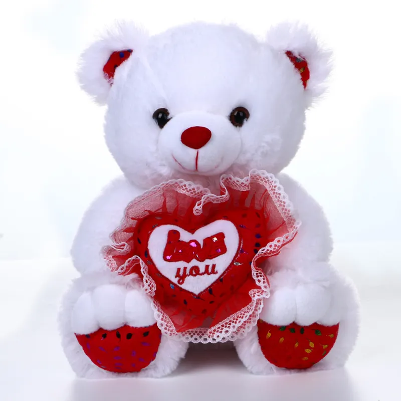 Valentine Day Decorations Gifts Soft Stuffed Plush Teddy Bear With Love You Heart