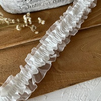Bande de dentelle à volants de 4 cm en satin et organza, accessoire de confection, couture DIY, décoration intérieure, cadeaux de fête