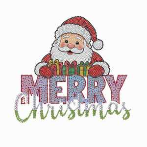 Motif thermocollant en strass et cristal pour chemises familiales <span class=keywords><strong>de</strong></span> Noël, motifs Père Noël et boîtes cadeaux - Product Image 1