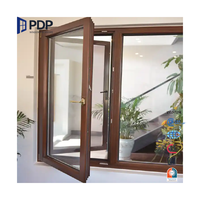 Ventanas de triple abatible de eficiencia energética PDP con mosquitera dentro de la cortina de persiana de vidrio templado para uso en la habitación de entrada de lujo