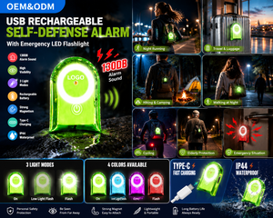 <span class=keywords><strong>Alarme</strong></span> de sécurité personnelle magnétique rechargeable réfléchissante 130 dB, étanche IP44 pour l'extérieur, lampe torche LED d'autodéfense, alerte d'urgence - Product Image 2