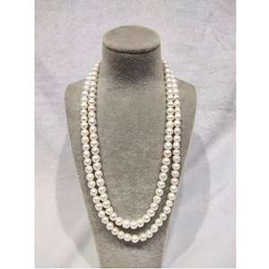 Gran oferta, collar de perlas de agua dulce naturales blancas de 7-8mm, cadena de cuentas Vintage con Color blanco plano para joyería de regalo - Product Image 1