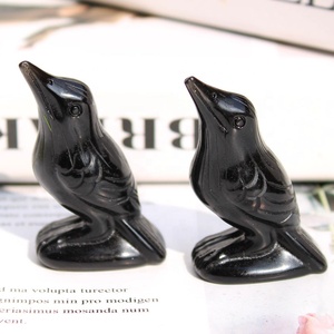 Cristal de obsidiana negro natural tallado a mano de 5cm de alto, cristal mágico de Halloween, animal pequeño, cuervo tallado para decoración del hogar - Product Image 2