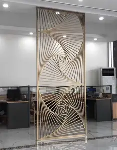 Modern Art-Themed Indoor Hall Room Divider Stainless Steel Screen Partition Unique Laser Cut Design Functions Hanging Metal