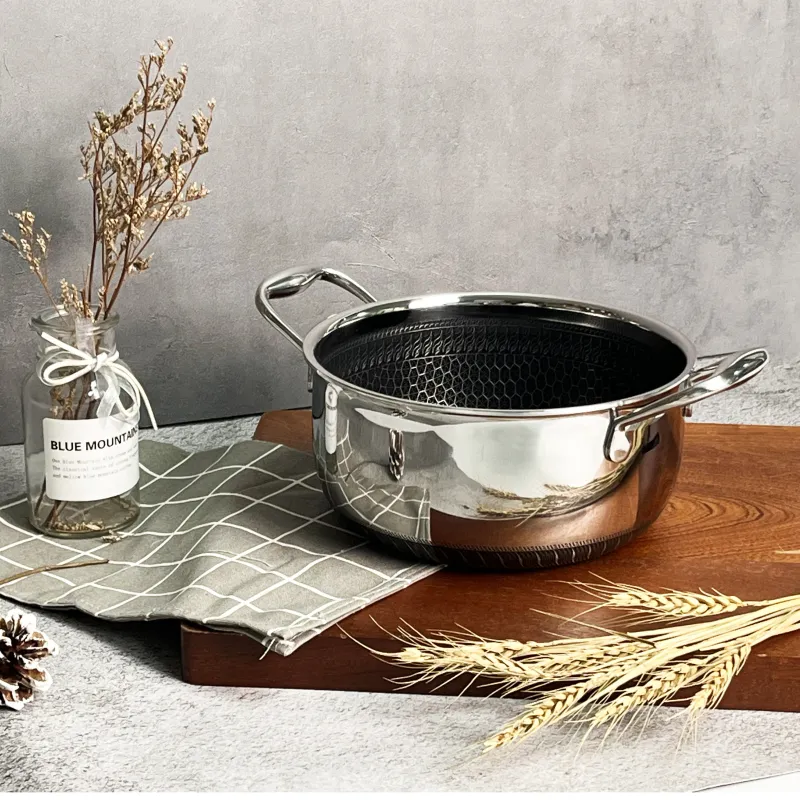 Penjualan terlaris 24cm panci dilapisi keramik panci baja tahan karat dan panci tidak lengket peralatan masak dapur alat masak induksi dapat digunakan kembali