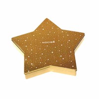 Boîte en métal vide en forme d'étoile à cinq branches dorée avec couvercle, décorative, pour cadeaux, vente en gros, directement de l'usine, approvisionnement en vrac