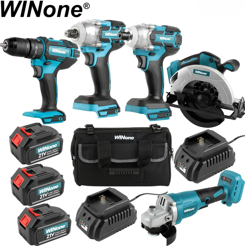 Winone 9-Tools Borstelloze Beste China Fabriek In 1 Set 18V 21V Draadloze Lithium-Ion Combo Tools Kits