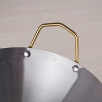 Wok coréen en acier inoxydable doré mat, mini-wok portable pour cuisinière, petite poêle profonde avec poignées dorées, vente en gros