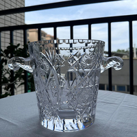 Seau à glace en cristal sculpté à la main-Refroidisseur de whisky/vin de luxe 24P, décor de mariage et de bar gravé, cadeau en verre élégant
