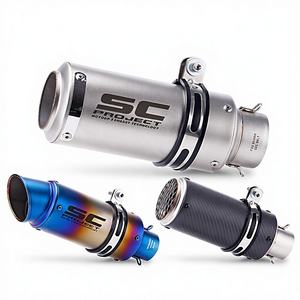 Tubo de Escape Modificado para Motocicleta 250SR Z900 Duke390 R6 R1 R3 <span class=keywords><strong>MT07</strong></span> SC en Fibra de Carbono de Titanio Negro - Product Image 1