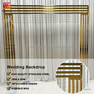 LEDA Wedding Stage Decorative <b>Backdrop</b> Classic Gold Square <b>Backdrop</b> Stand Stainless Steel Hanging Flower Arch - Product Image 4
