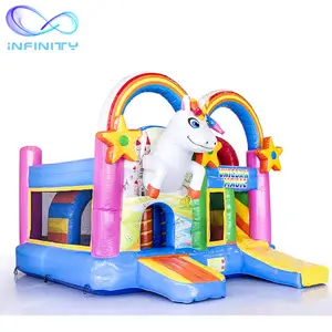 Wholesale Kids High Quality Inflatable Combo Bouncer Rainbow Inflatable Bouncy House With Slide Party Inflatable Castle Combo