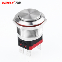 WD22mm pas de lumière courant élevé 10A/15A métal bouton poussoir interrupteur fil connecteur 4 broches momentané/loquet