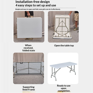 Conjunto de Mesa Plegable para Exteriores, para Camping y Comedor, 180*70*74CM, Mesa de Plástico para Picnic y Fiestas, Mesas Plegables para Eventos y Bodas al Aire Libre - Product Image 2