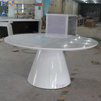 Table de bureau circulaire moderne en Corian blanc Table circulaire de 48 pouces Petite table de bureau ronde pour salle de réunion Ensemble table et chaises