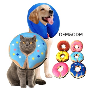 Collier de rétablissement de la santé des animaux de compagnie avec impression personnalisée beignet après chirurgie collier de protection souple réglable en PVC gonflable pour le cou pour chiens et chats - Product Image 1