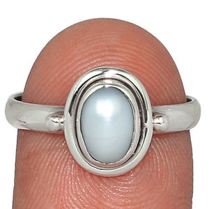 Perle belle bague en argent sterling massif 925 pierres précieuses naturelles bijoux faits à la main - Product Image 1
