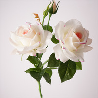 3 Têtes 68CM Fleurs Artificielles Real Touch Fleur Hydrater Lyon Rose pour Intérieur Maison Fête Mariage Décoration
