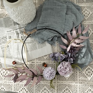 Wanola <b>Artificial</b> Flower Wreath <b>Hydrangea</b> Purple Gray Home Decor Wedding Prop CF01036 - Product Image 1