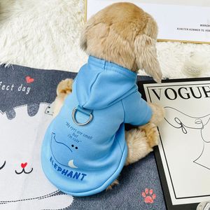 Sudadera con capucha de animales adorables para mascotas con hebilla para correa, para perros, para todas las estaciones, de poliéster, con diseños de cerdo rosa, elefante azul y oso verde - Product Image 4