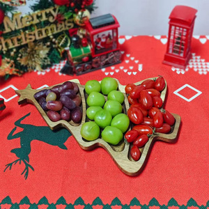 Wooden Christmas Tree <b>Tray</b> With Star Top For Dessert Fruit Snack Serving Hotel Coffee <b>Tea</b> Party Decor - Product Image 3