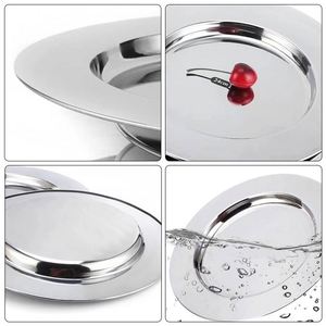 Assiette de présentation ronde de luxe en acier inoxydable couleur or antique pour mariage - Product Image 5