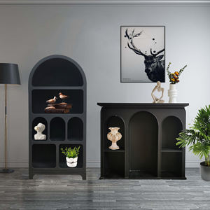 Bibliothèque extensible INNOVA en bois massif et panneaux MDF, design moderne arqué, étagère noire, meuble de rangement pour l'école et la maison - Product Image 5