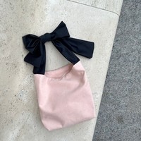 Tas Tote Kanvas Katun dengan Pegangan Pita Modis untuk Wanita, Tas Belanja Elegan Korea yang Lucu dan Dapat Digunakan Kembali, Tas Hadiah dengan Logo Kustom