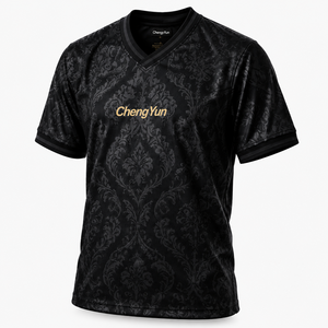 <span class=keywords><strong>Camiseta</strong></span> de Fútbol Negra Estilo Gótico Noir, <span class=keywords><strong>Camiseta</strong></span> de Fútbol con Jacquard Damasco Ornamentado, Ropa Deportiva Vintage Totalmente Negra - Product Image 6