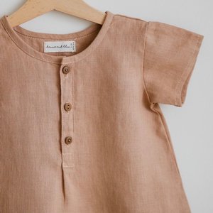 Mameluco de Lino y Algodón 100% Transpirable de Manga Corta para Bebés Recién Nacidos, Unisex, para Verano, de 0 a 3 Meses - Product Image 5