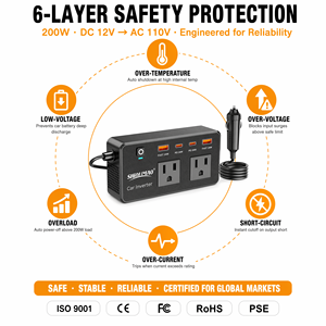<span class=keywords><strong>Inverter</strong></span> di Potenza per Auto da 12V <span class=keywords><strong>a</strong></span> 110V 200W con 4 Porte USB PD QC3.0, Adattatore per Auto da <span class=keywords><strong>12</strong></span> <span class=keywords><strong>Volt</strong></span> DC <span class=keywords><strong>a</strong></span> AC - Product Image 3